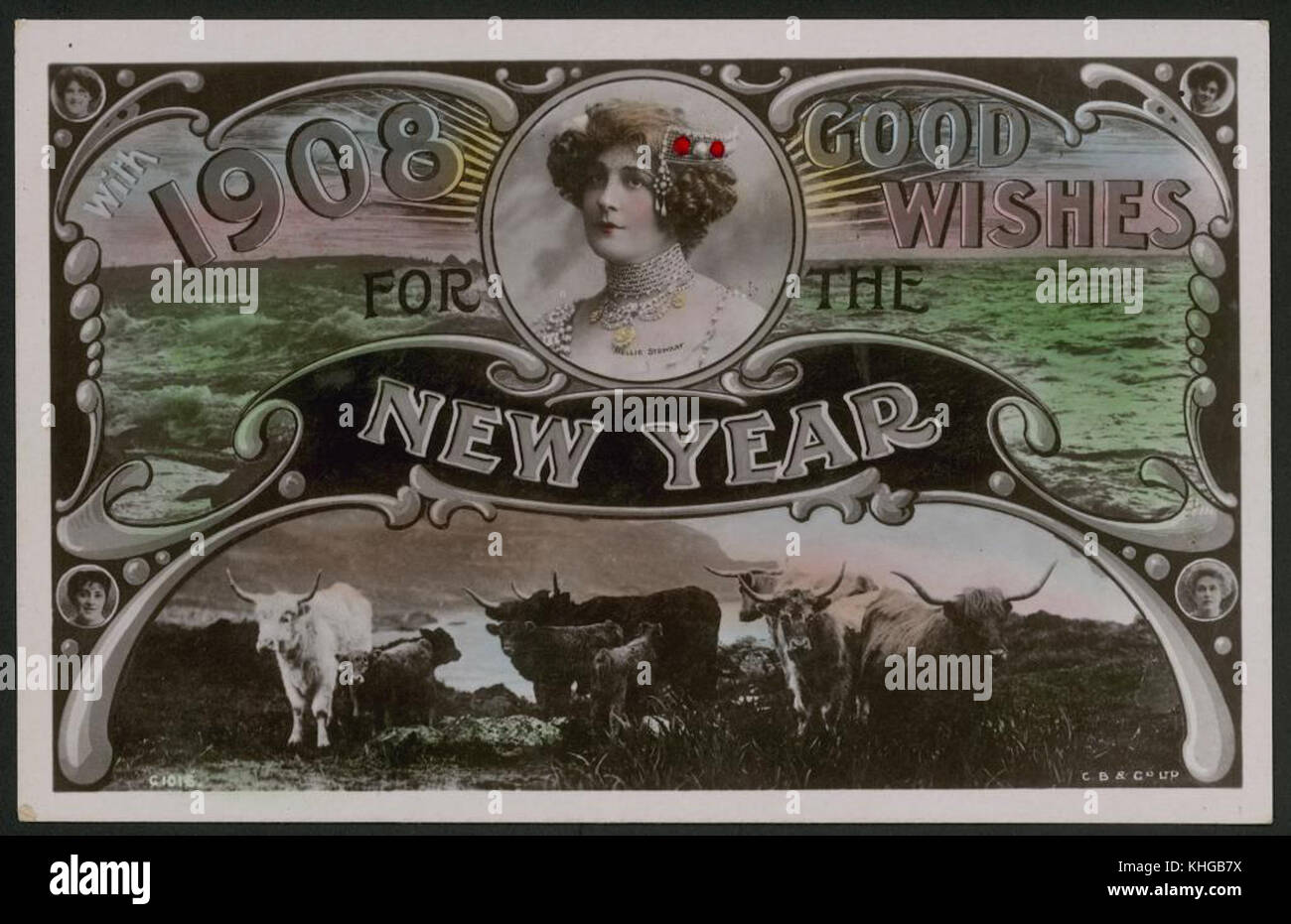 Mit 1908 gute Wünsche für das Neue Jahr, 1907 (8286902206) Stockfoto