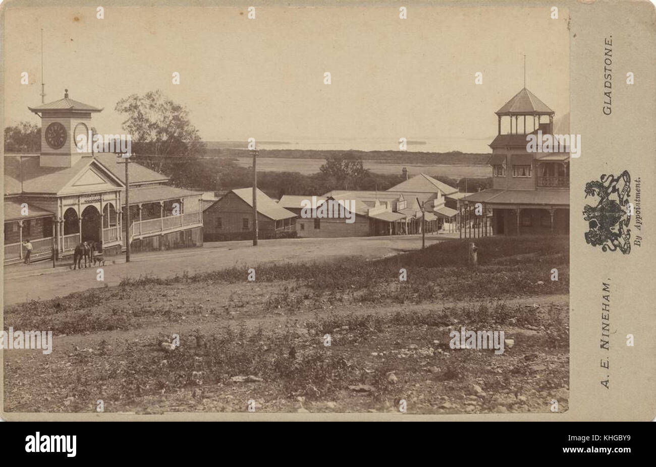 2 299739 Ansicht der Fernschreiber und Post in Goondoon Street, Gladstone, 1904 Stockfoto