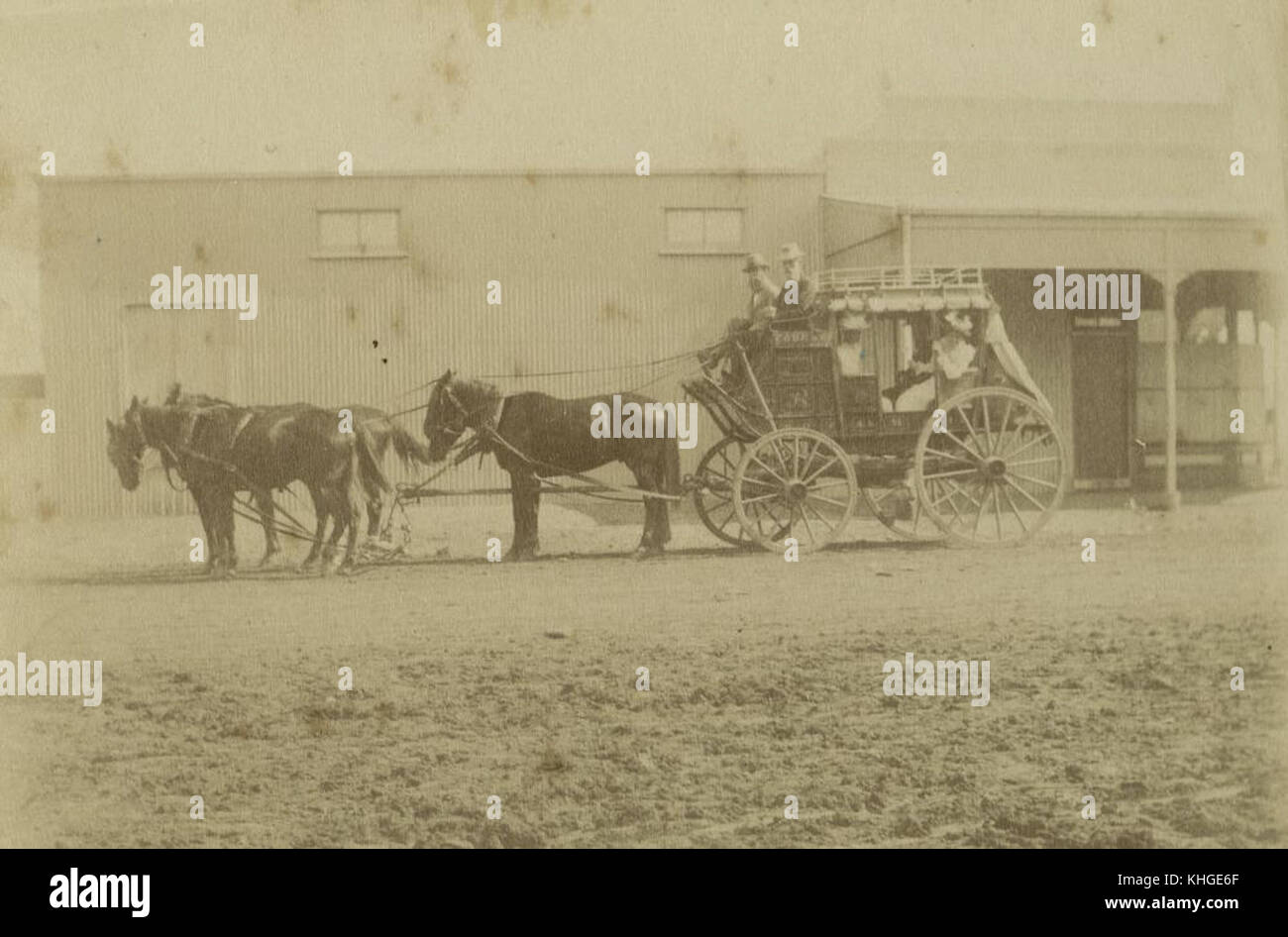 2 236694 im Stagecoach bereit zu den Rennen zu gehen, Longreach, 1899 Stockfoto