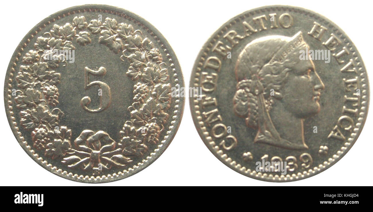 Dieser Eintrag bezieht sich wahrscheinlich auf einen 5-Cent-Stempel oder einen 5-Cent-Posten aus dem Jahr 1939, der historische oder postalische Bedeutung haben kann. Stockfoto