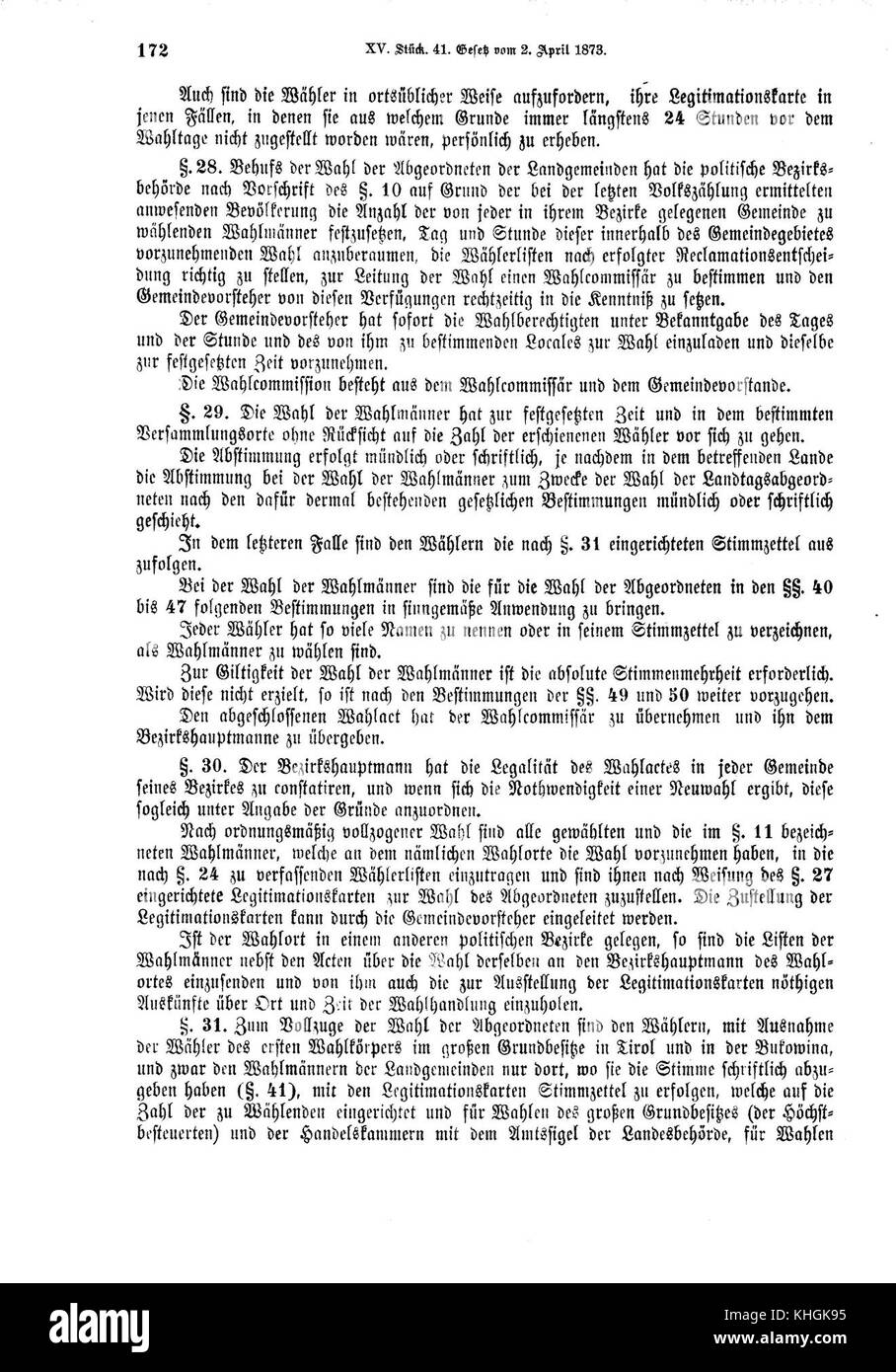 Reichsgesetzblatt (Österreich) 1873 0172 Stockfoto