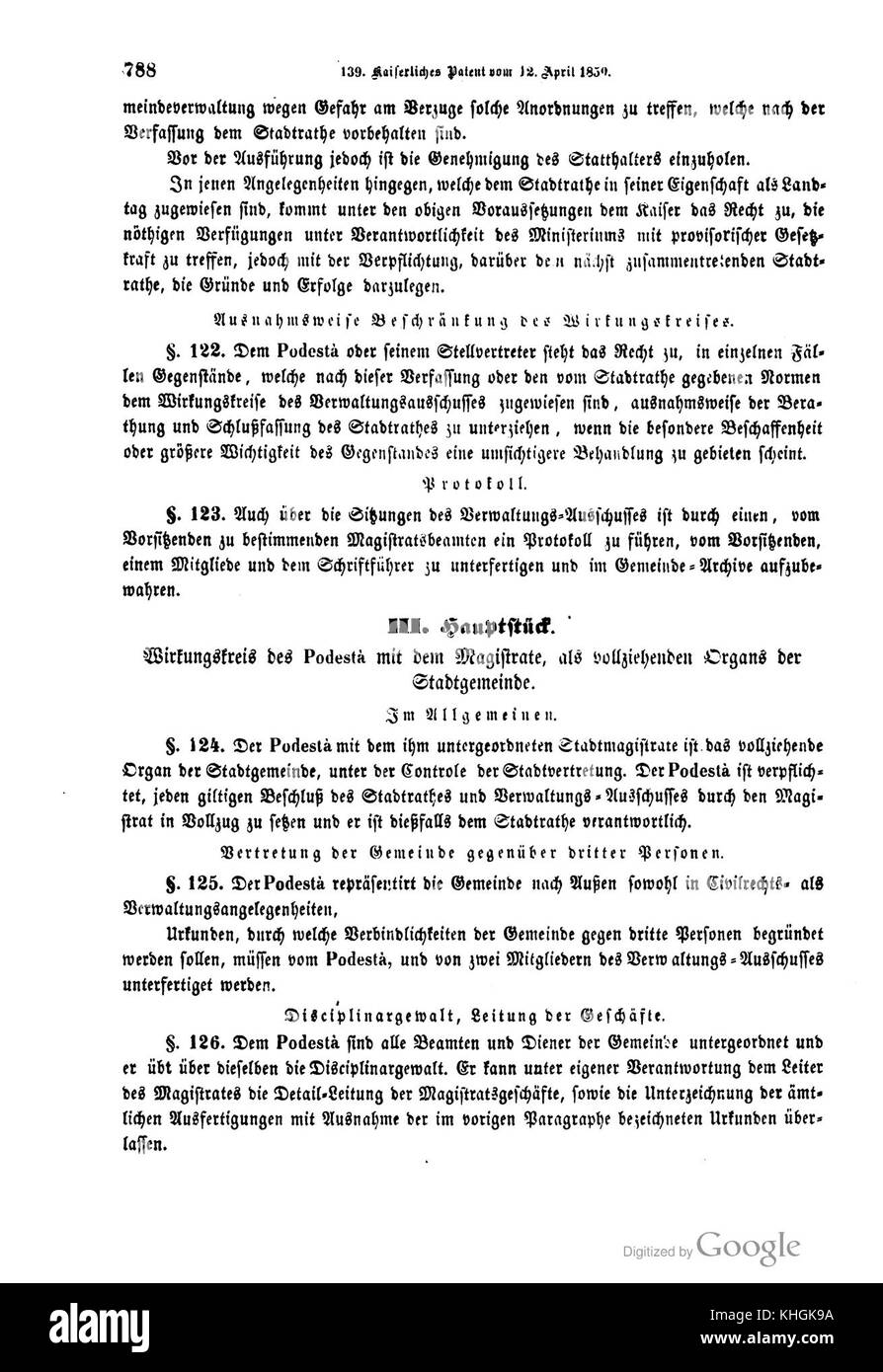 Reichsgesetzblatt (Österreich) 1850 0788 Stockfoto