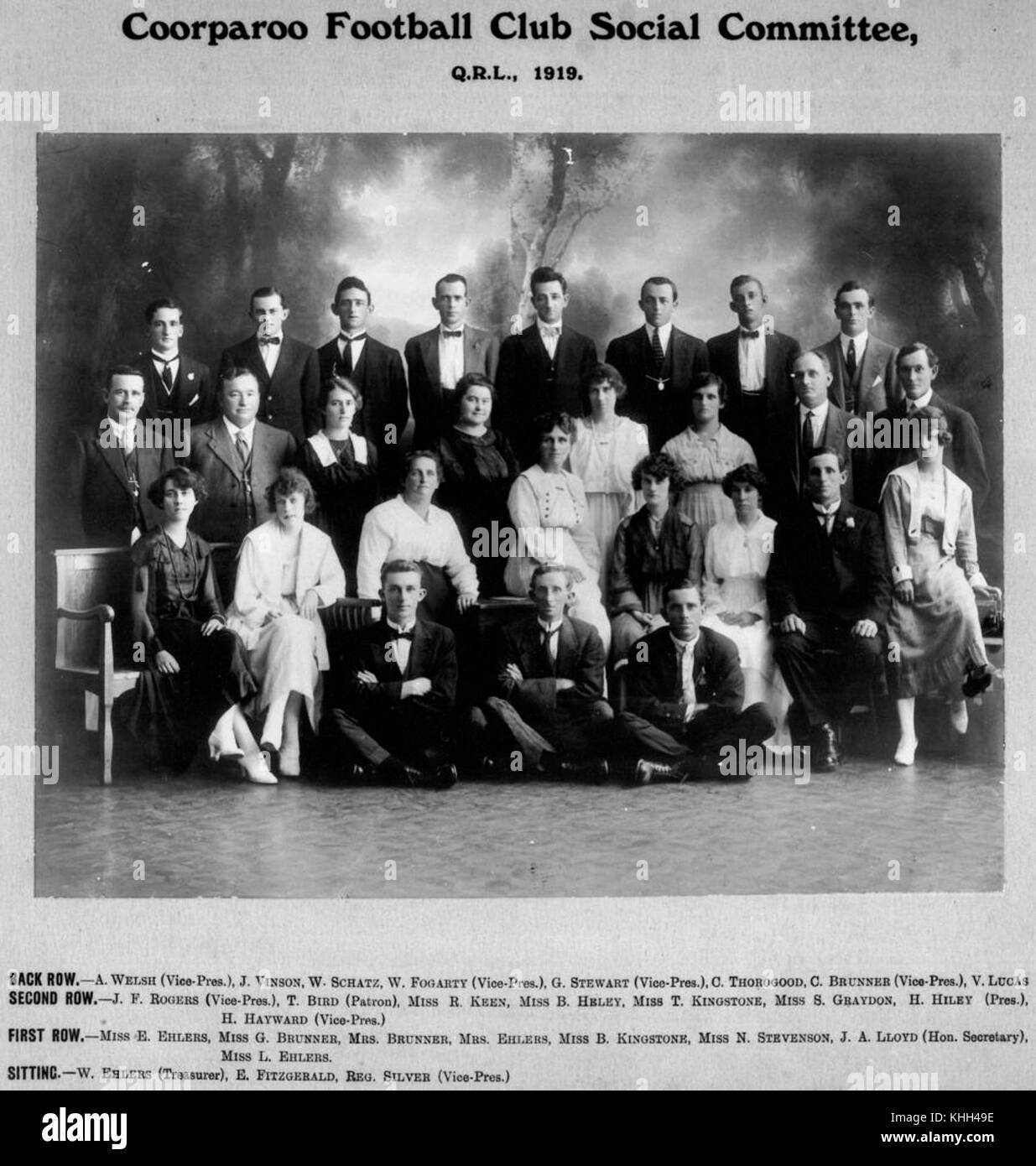 2 213252 Coorparoo Football Club Sozialausschuss, Queensland Rugby League, 1919 Stockfoto