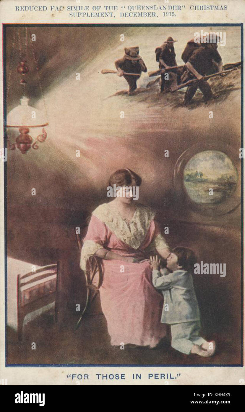 1 212620 Foto von Mutter und Kind auf der vorderen Abdeckung des Queenslander Weihnachtszulage 1915 verwendet Stockfoto