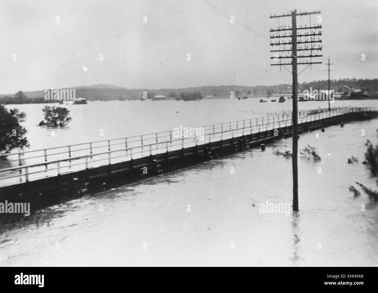 1 291207Albert River Bridge unter Hochwasser 24./25. Januar 1947 Stockfoto