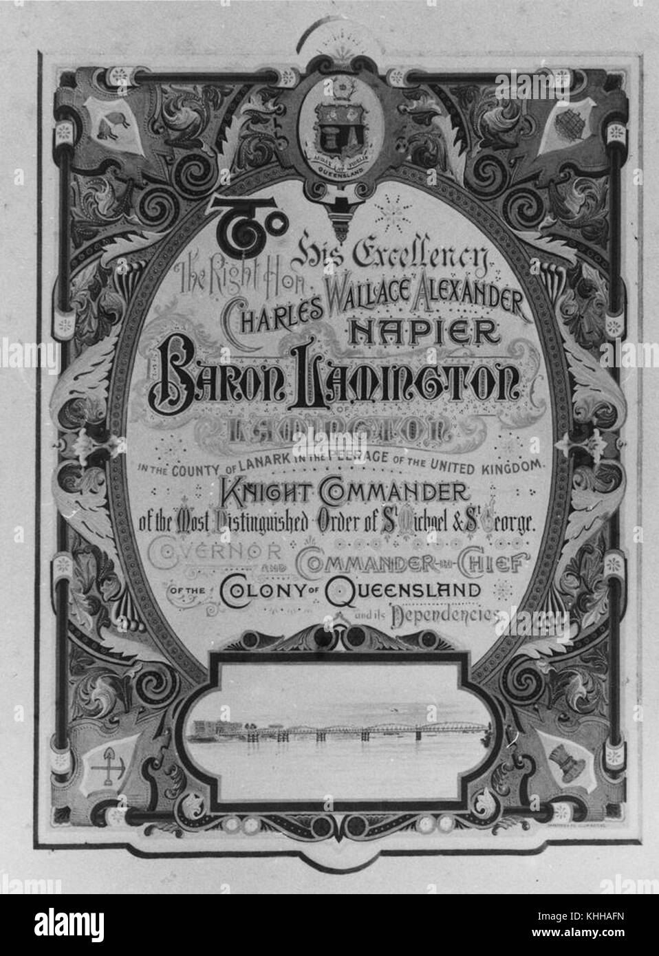 2 273607 beleuchtet Adresse, Seiner Exzellenz, Charles Wallace Alexander Napier, Baron Lamington, 1897 Stockfoto