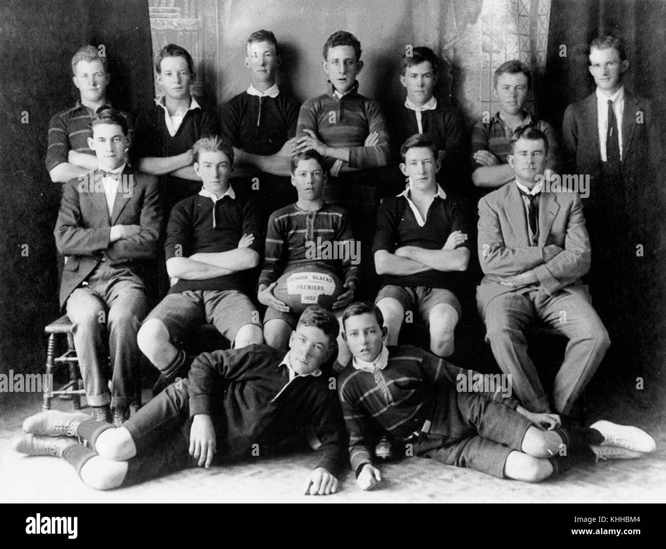 1 49120 Longreach Junior All Blacks Rugby League Football Team, Premieren in 1923 Stockfoto