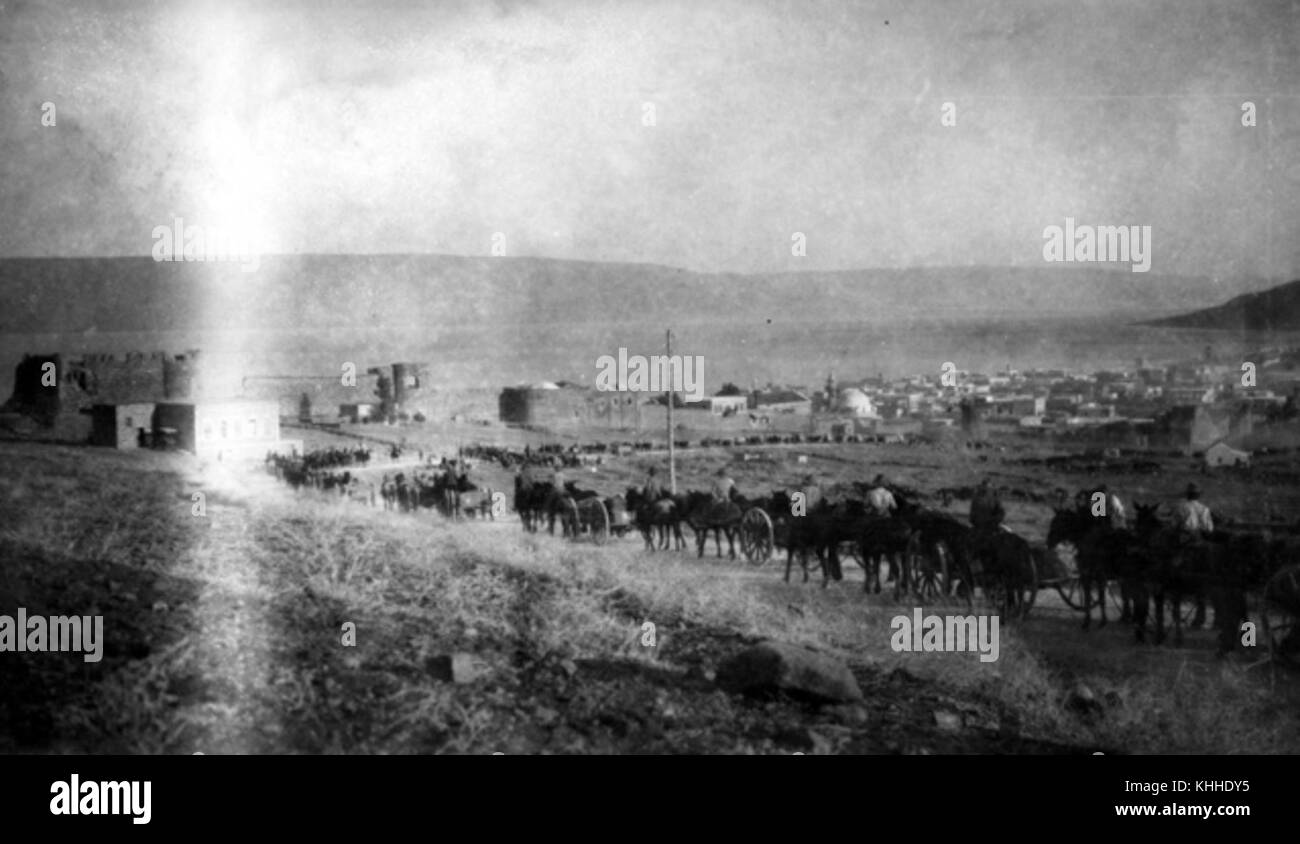 Transport der Australischen montiert Division in die Stadt Tiberias am See von Galiläa ein Tag, nachdem es von den Türken gefangen genommen worden war. 26. September 1918. J 00932 Stockfoto