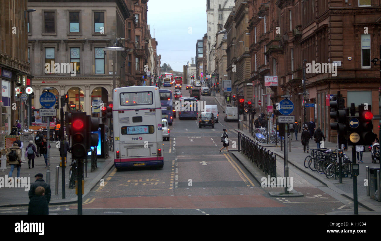 Umweltverschmutzung hotspot Partikel Hope Street, Glasgow, Vereinigtes Königreich Stockfoto