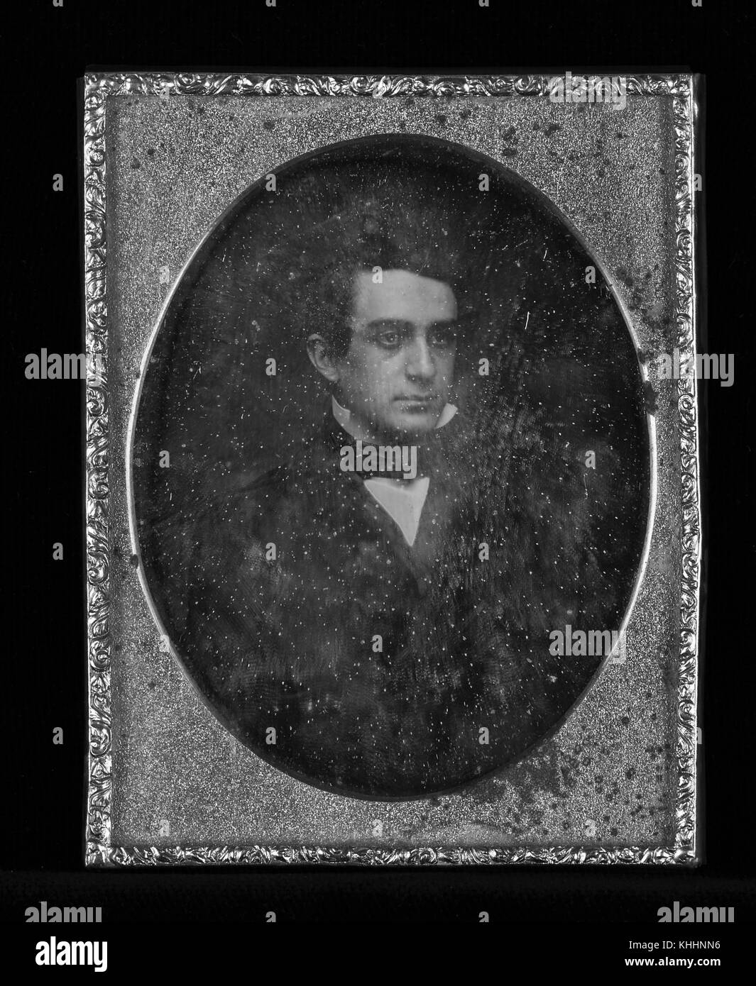 Gerahmten oval daguerreotypie von Edwin Booth, berühmte Schauspieler aus dem 19. Jahrhundert, der Bruder von John Wilkes Booth, der Mann, der Präsident Abraham Lincoln ermordet, 1890. Von der New York Public Library. Stockfoto