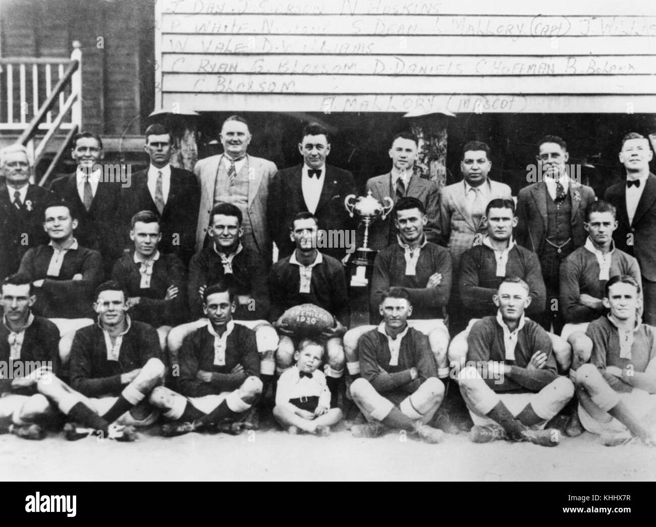 1 15035 Mitglieder des Emerald Rugby League Football Club in Smaragd, 1936 Stockfoto