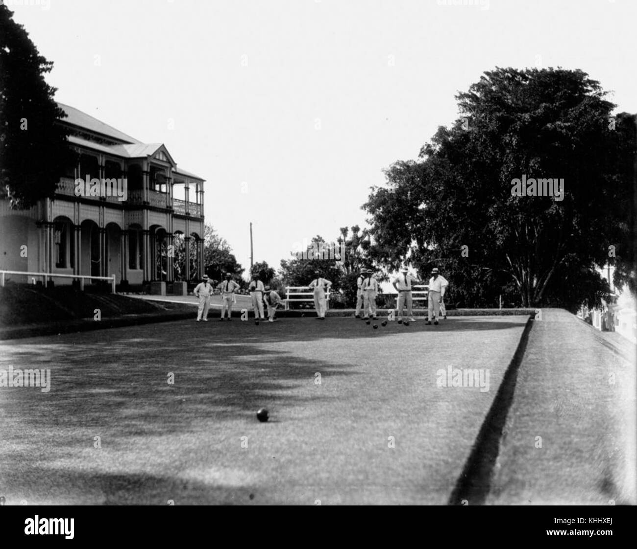 1 184755 Boule spielen auf dem Rasen an Garowie, Ipswich, 1926 Stockfoto