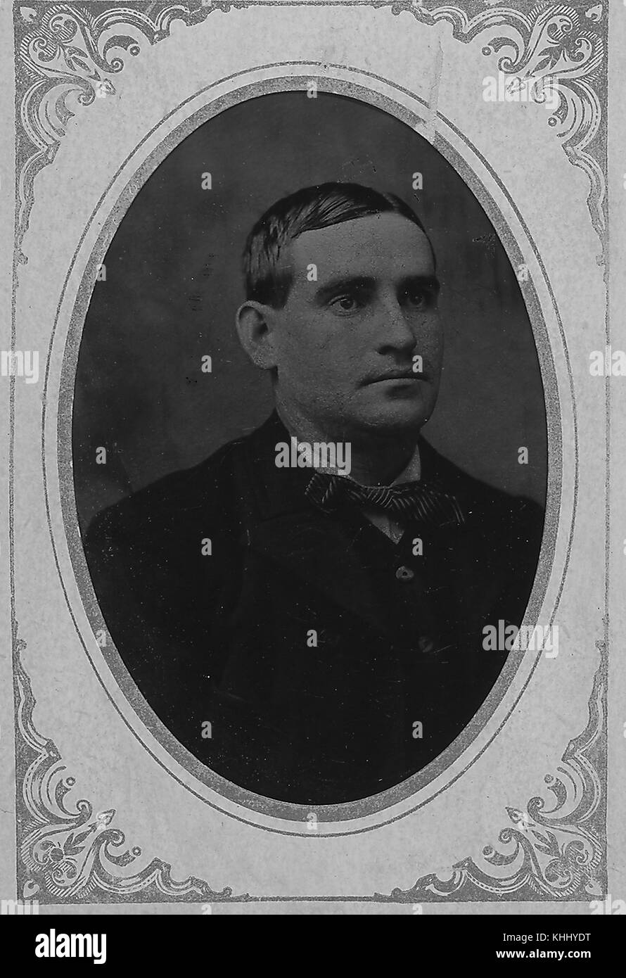 Porträt von Joe Mulvey, dem dritten Baseman der American Major League aus Providence, Rhode Island, 1886. Aus der New York Public Library. Stockfoto