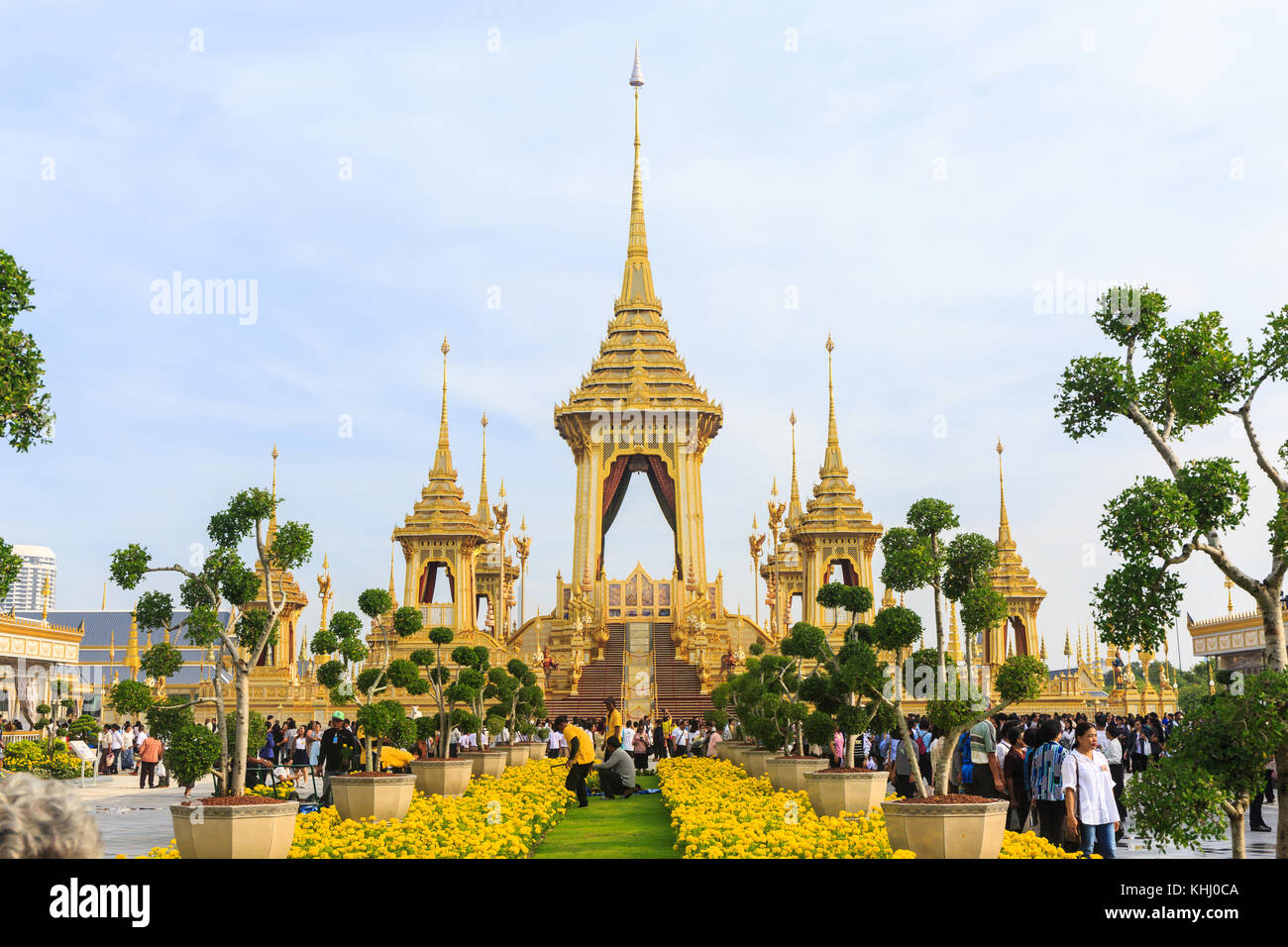 Bangkok, Thailand - 12. November 2017: Die Royal Krematorium Seiner Majestät König Bhumibol Adulyadej spät gebaut für die königliche Begräbnis am Sanam Luang. Stockfoto