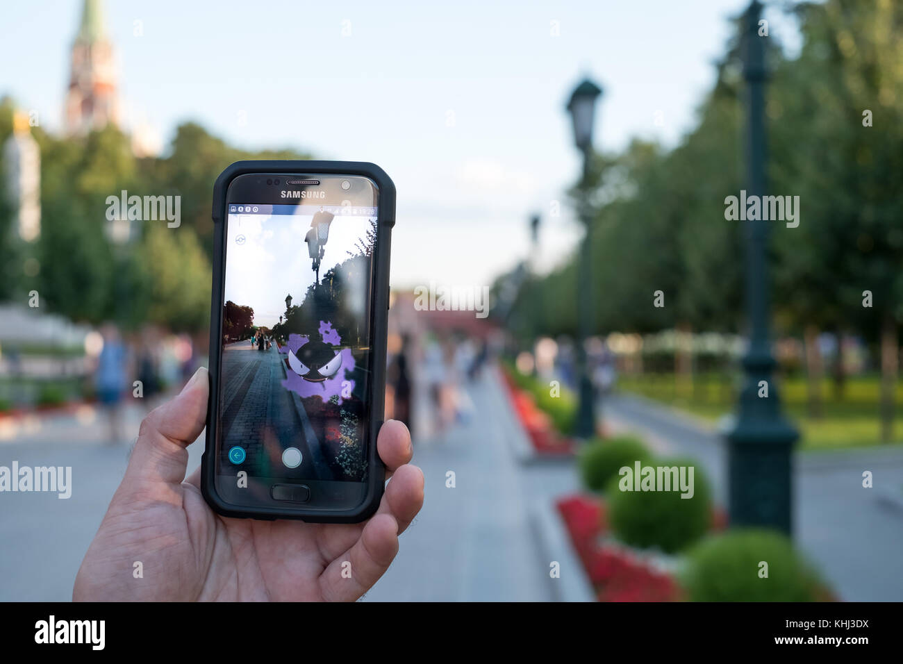 Spiel auf dem Smartphone Stockfoto