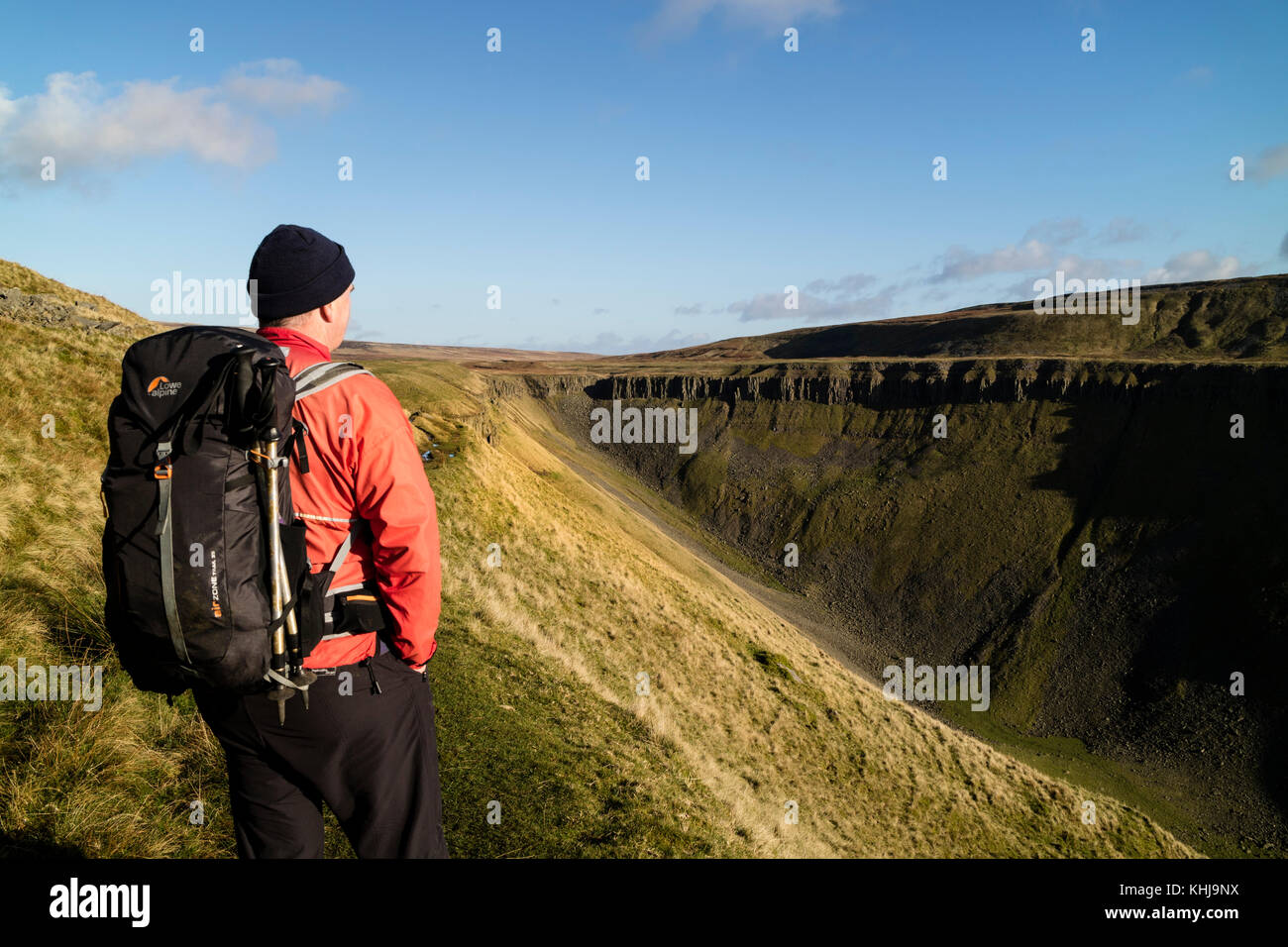 Wanderer anzeigen Hohe Schale Nick von der Pennine Way, Cumbria, Großbritannien Stockfoto