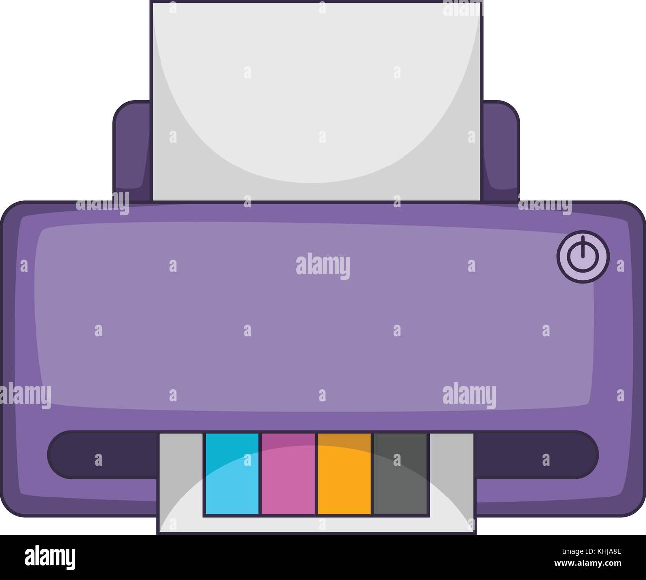 Drucker mit CMYK-farbiges Papier Symbol Cartoon Stil Stock Vektor