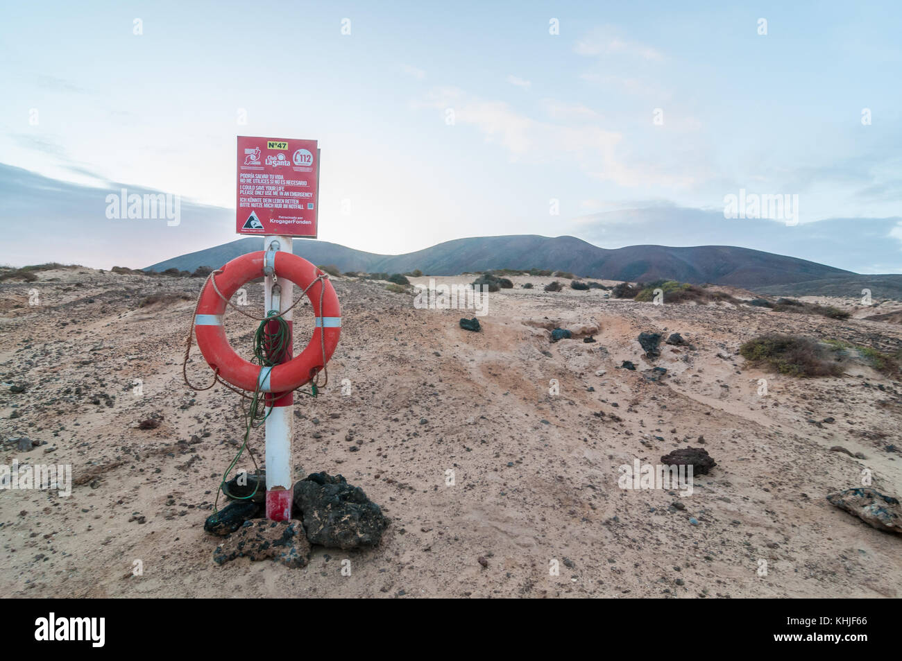 Blick auf ein Lebensretter in der Nähe vom Strand, Caleta del Sebo, La Graciosa, Kanarische Inseln, Spanien Stockfoto