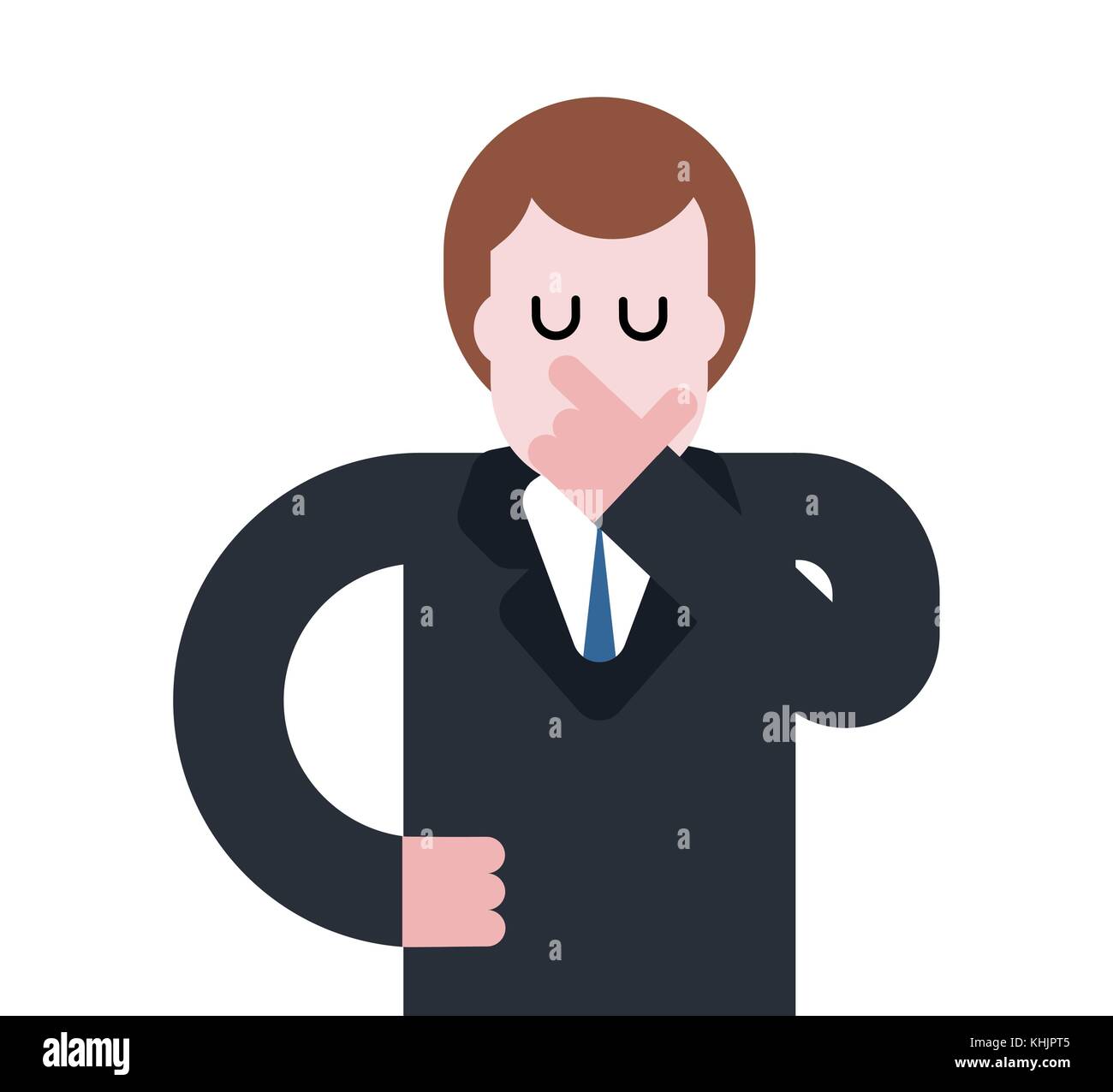 Geschaftsmann Denkt Isoliert Nachdenklich Chef In Anzug Hand Gesicht Vector Illustration Stock Vektorgrafik Alamy