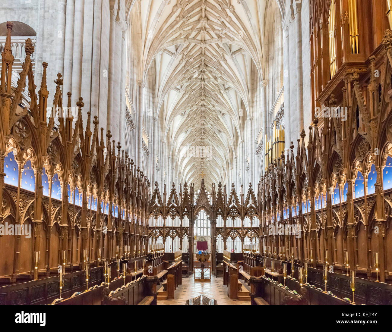Chor (Chor) in der Kathedrale von Winchester, Winchester, Hampshire, England, Großbritannien Stockfoto