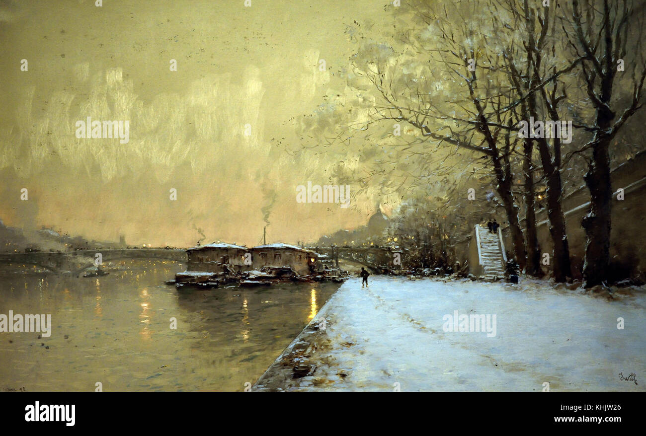 Le Soir; Paris sous la Neige - Am Abend; Paris unter dem Schnee iwill (Marie Joseph Léon Clavel) Leon Clavel, dit 1850-1923 Paris Französisch, Frankreich. Stockfoto