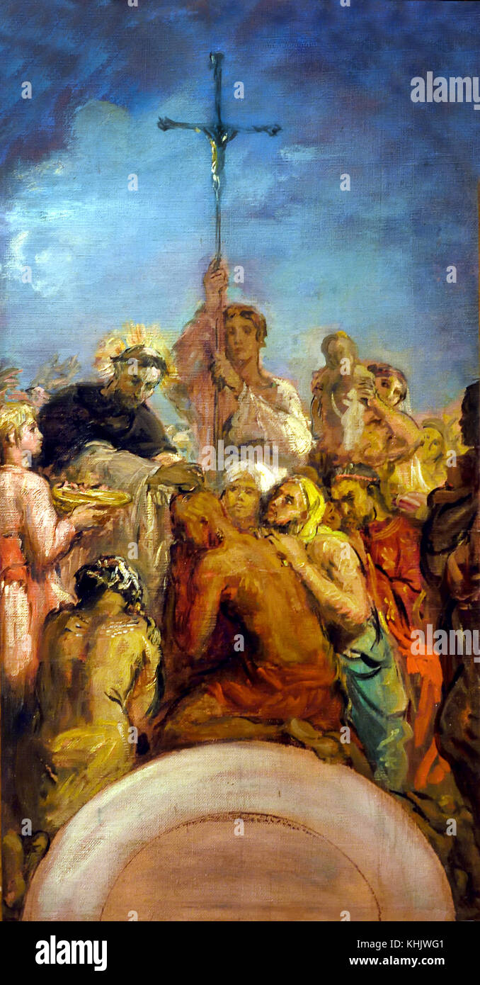 Saint François Xavier baptizant les Indiens - St. Francis Xavier tauft die Indianer 1854 von Théodore Chassériau 1819 - 1856 Frankreich Französisch Stockfoto