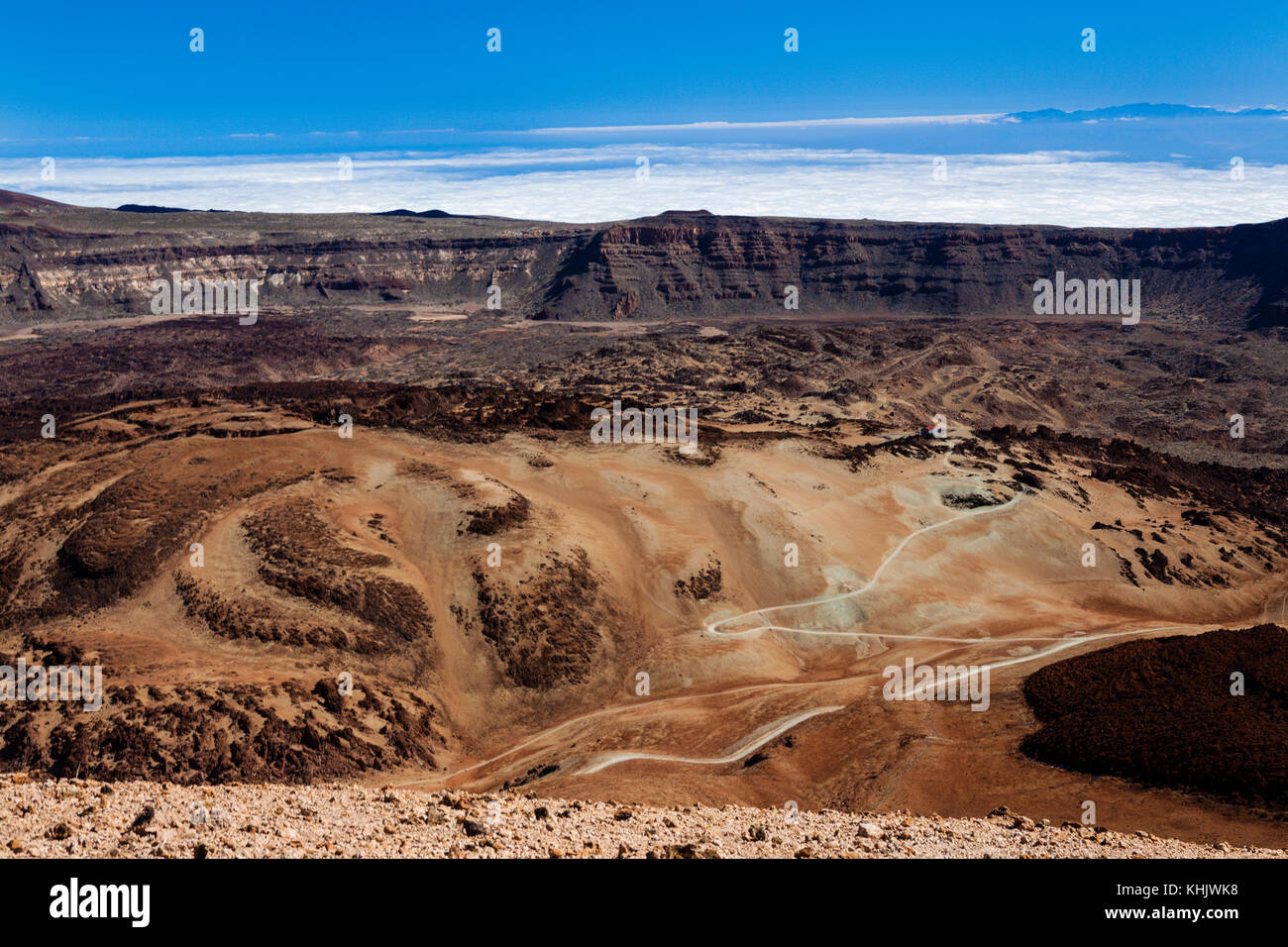 Las Canadas Caldera aus Montana Blanca, Teneriffa, Spanien Stockfoto