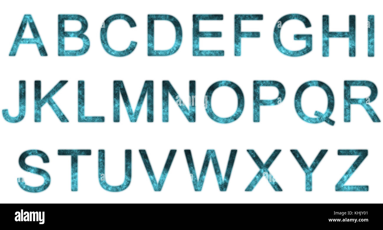 Stilisierte Starry Alphabet. Platz Buchstaben. Platz Alphabet. Auf weissem Hintergrund Stockfoto
