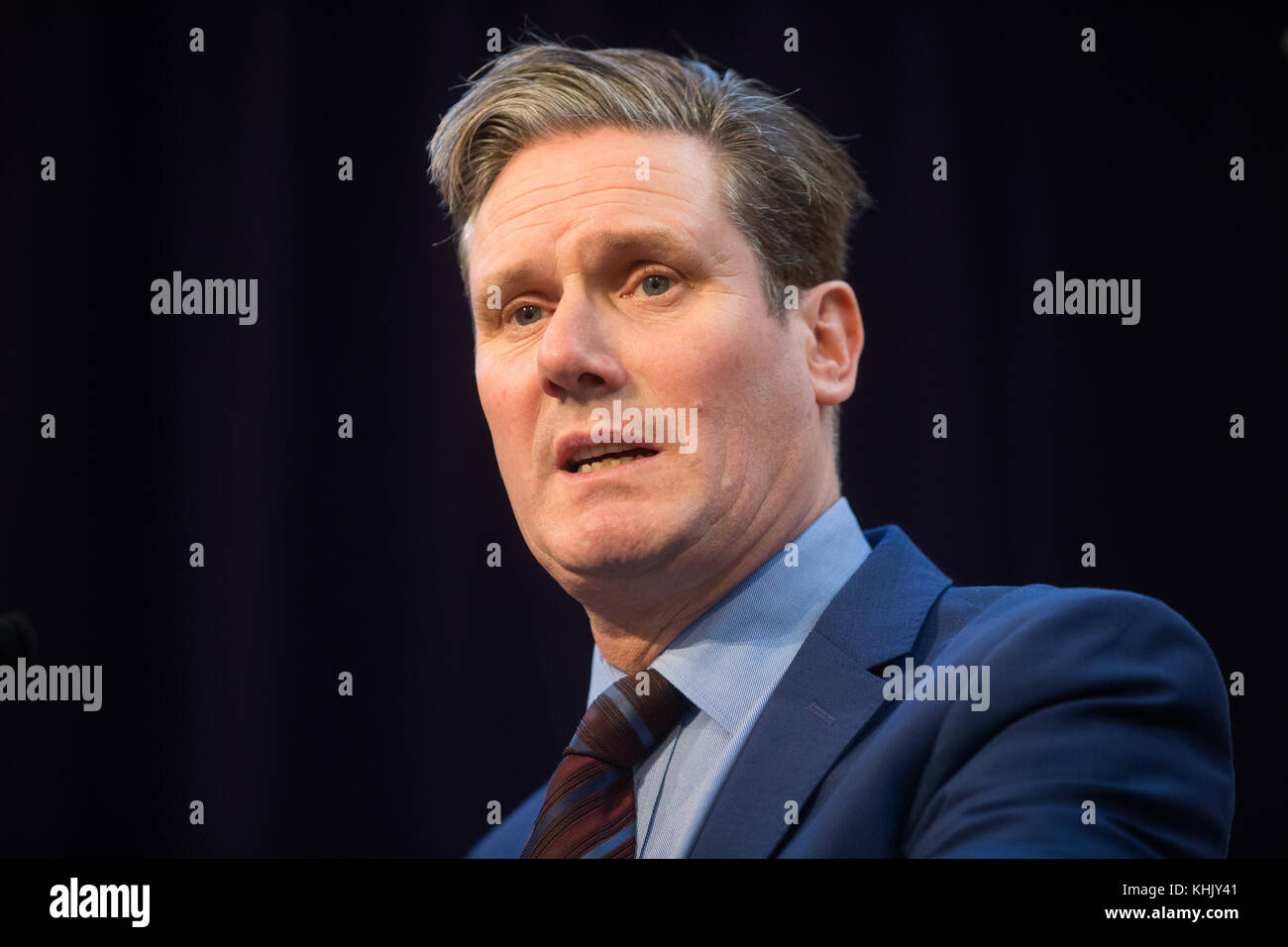 Schattenminister für das Verlassen der Europäischen Union, Keir Starmer gibt eine Rede über Brexit. Stockfoto