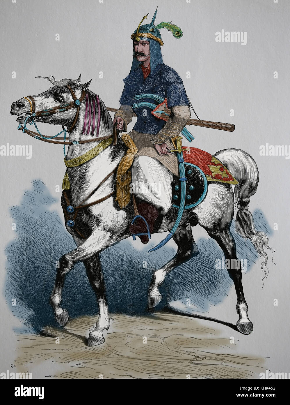 Kusdish Menschen. kurdische Reiter. alten Persien. Gravieren, 19. Stockfoto