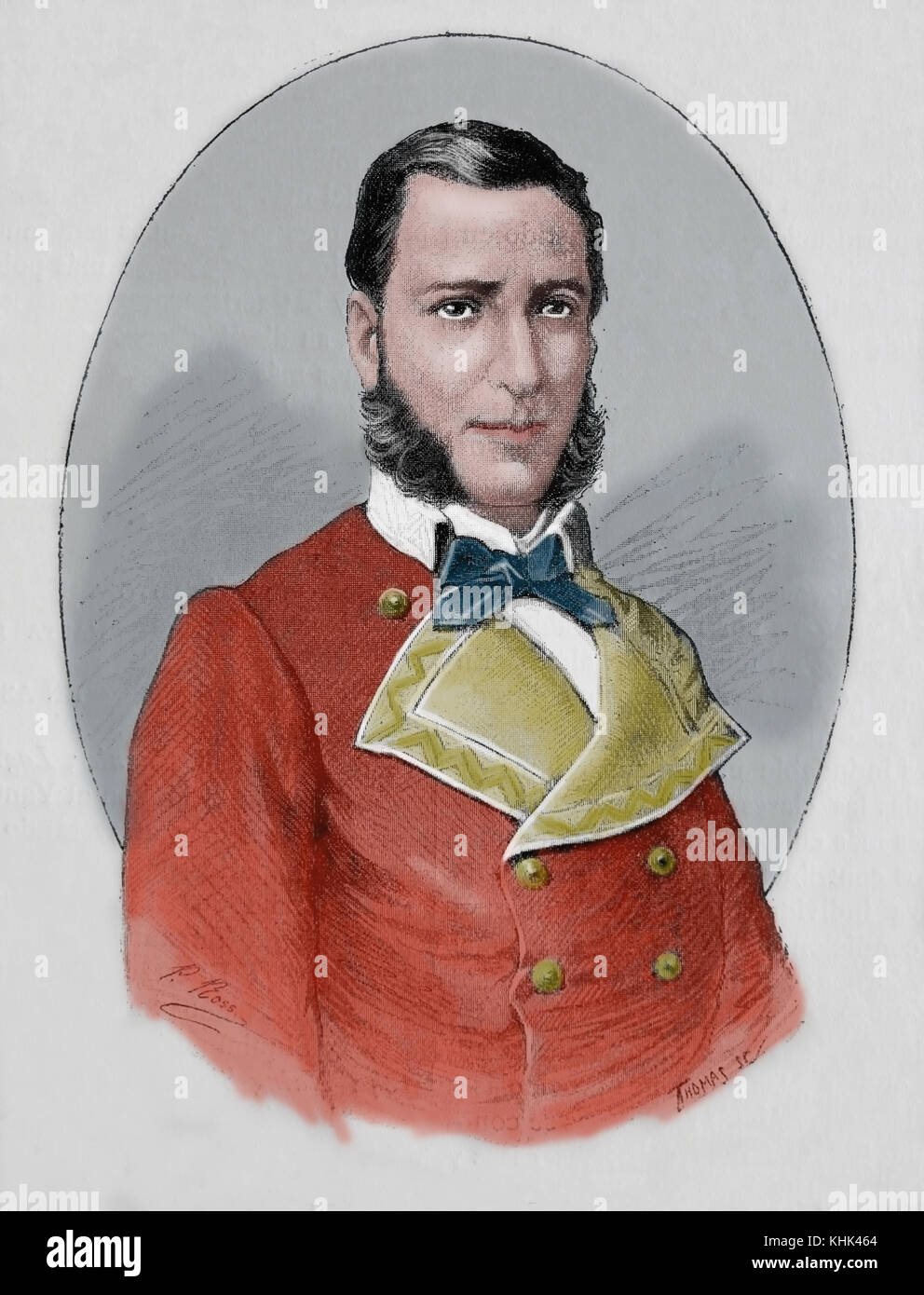 Castro Mendez Nunez (1824-1869). Spanischer Marineoffizier. Portait. Gravur, 1883. Stockfoto
