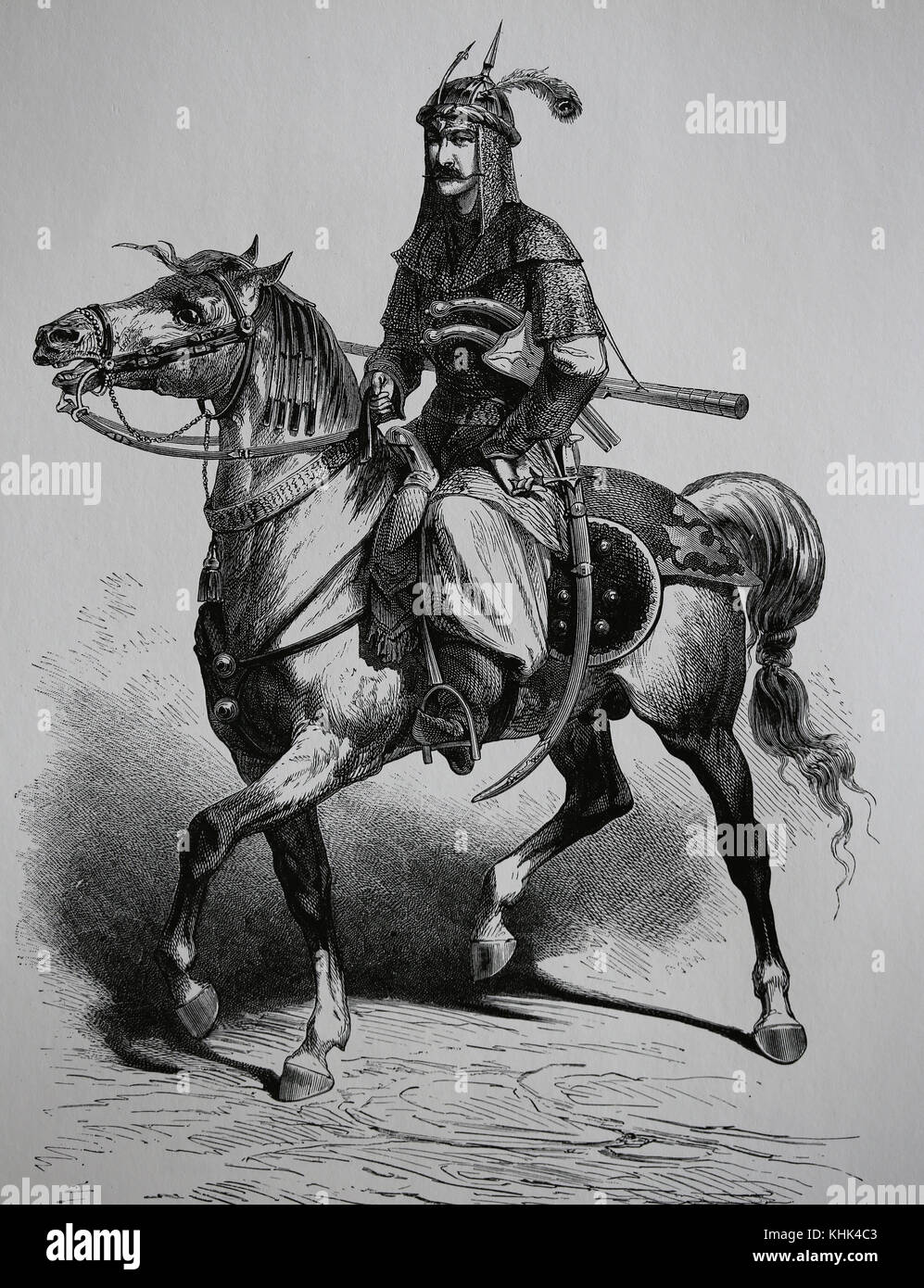 Kusdish Menschen. kurdische Reiter. alten Persien. Gravieren, 19. Stockfoto