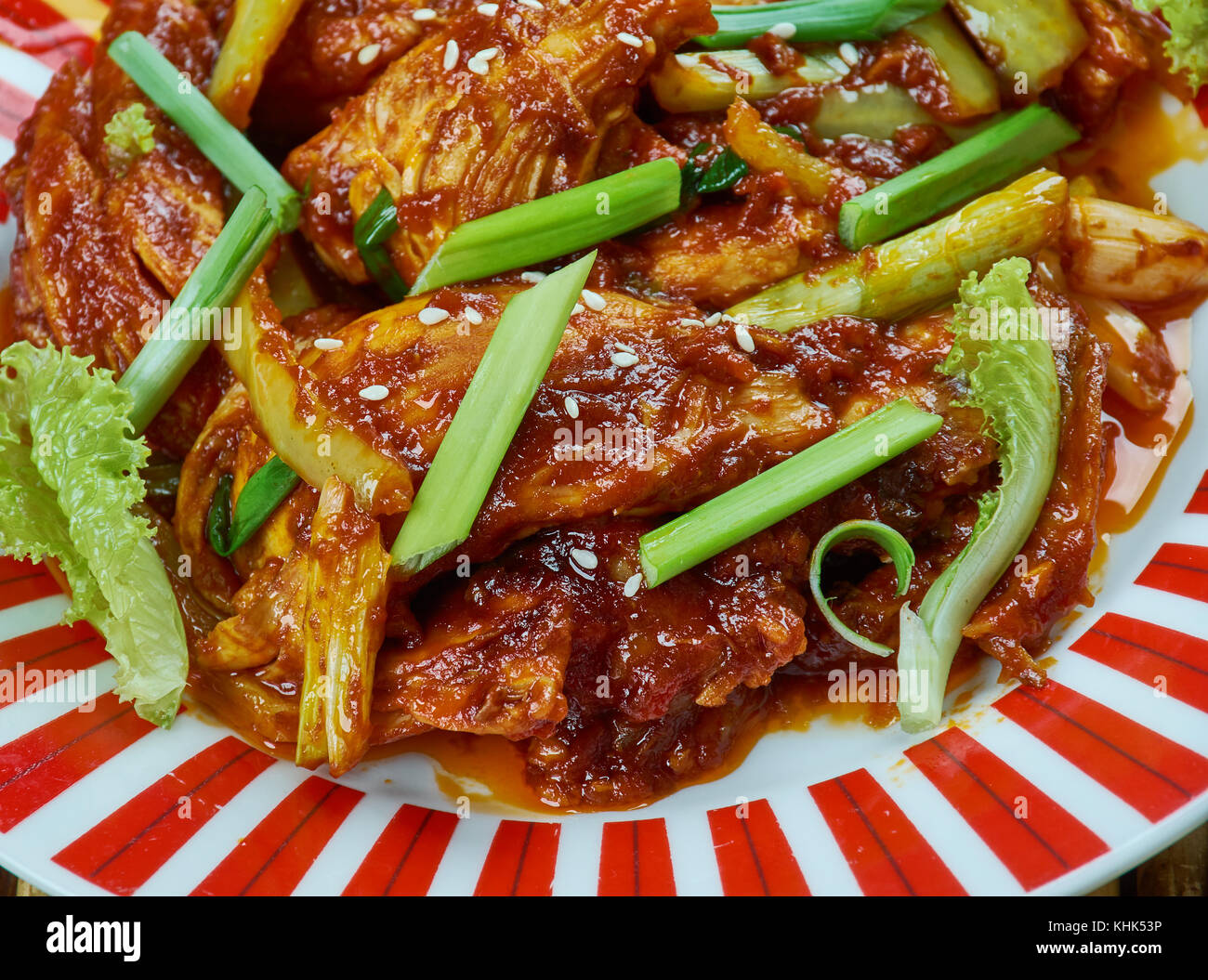 Chinesische gesunde Hunan Stil Huhn Rühren braten, Stockfoto