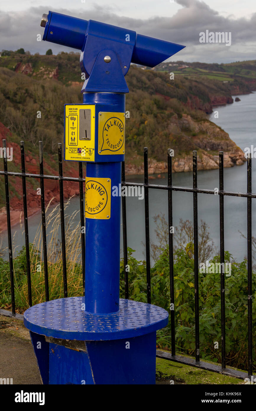 Münzautomaten, reden Teleskop in Babbacombe, Torquay, Devon, Großbritannien Stockfoto