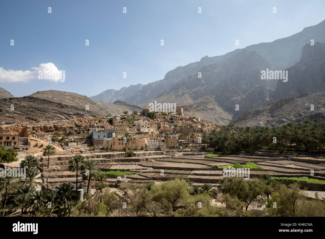 Dorf der kahlen sayt in den Bergen von Oman Stockfoto