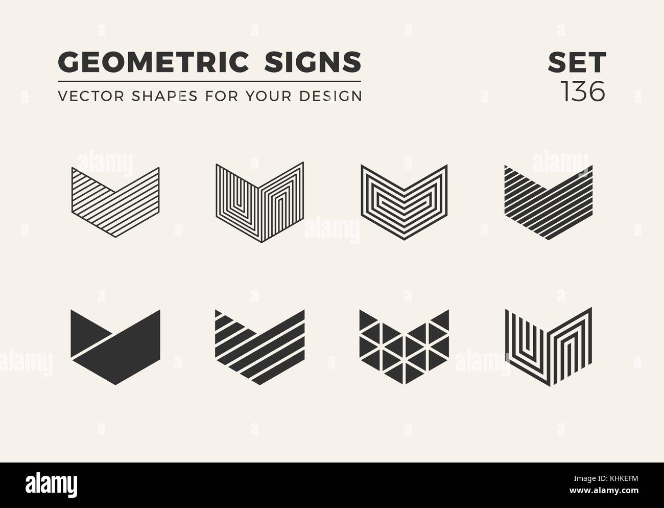 Satz von acht minimalistisch trendige Formen. Stilvolle Vektor logo Embleme für Ihr Design. Einfache kreative geometrischen Zeichen Sammlung. Stock Vektor