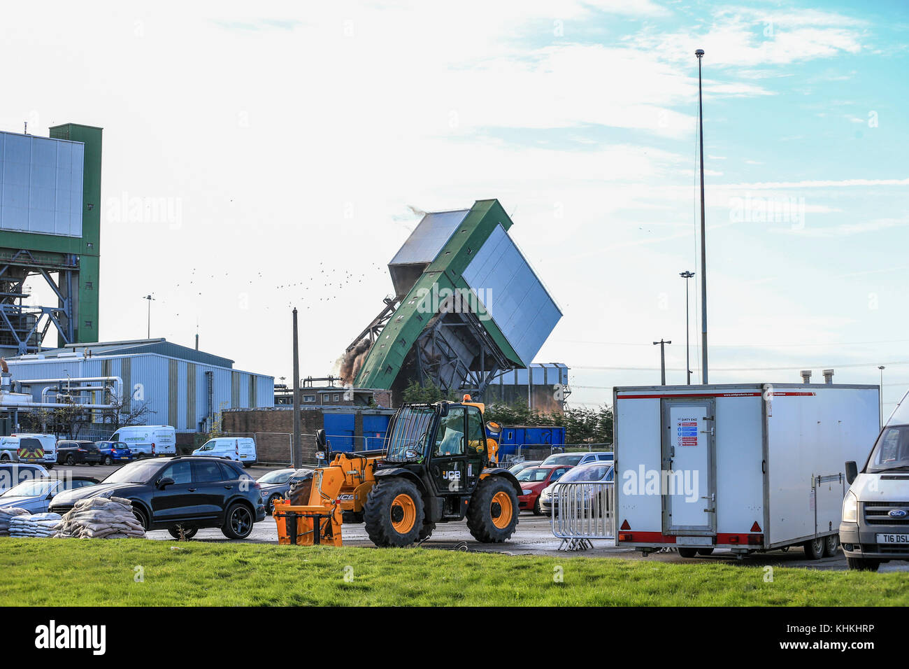 Kellingley Colliery Keine 2 Wicklung Haus Abriss; die Zahl zwei Tower am Kellingley Colliery, North Yorkshire, wurde unten mit Sprengstoff in Br gebracht Stockfoto