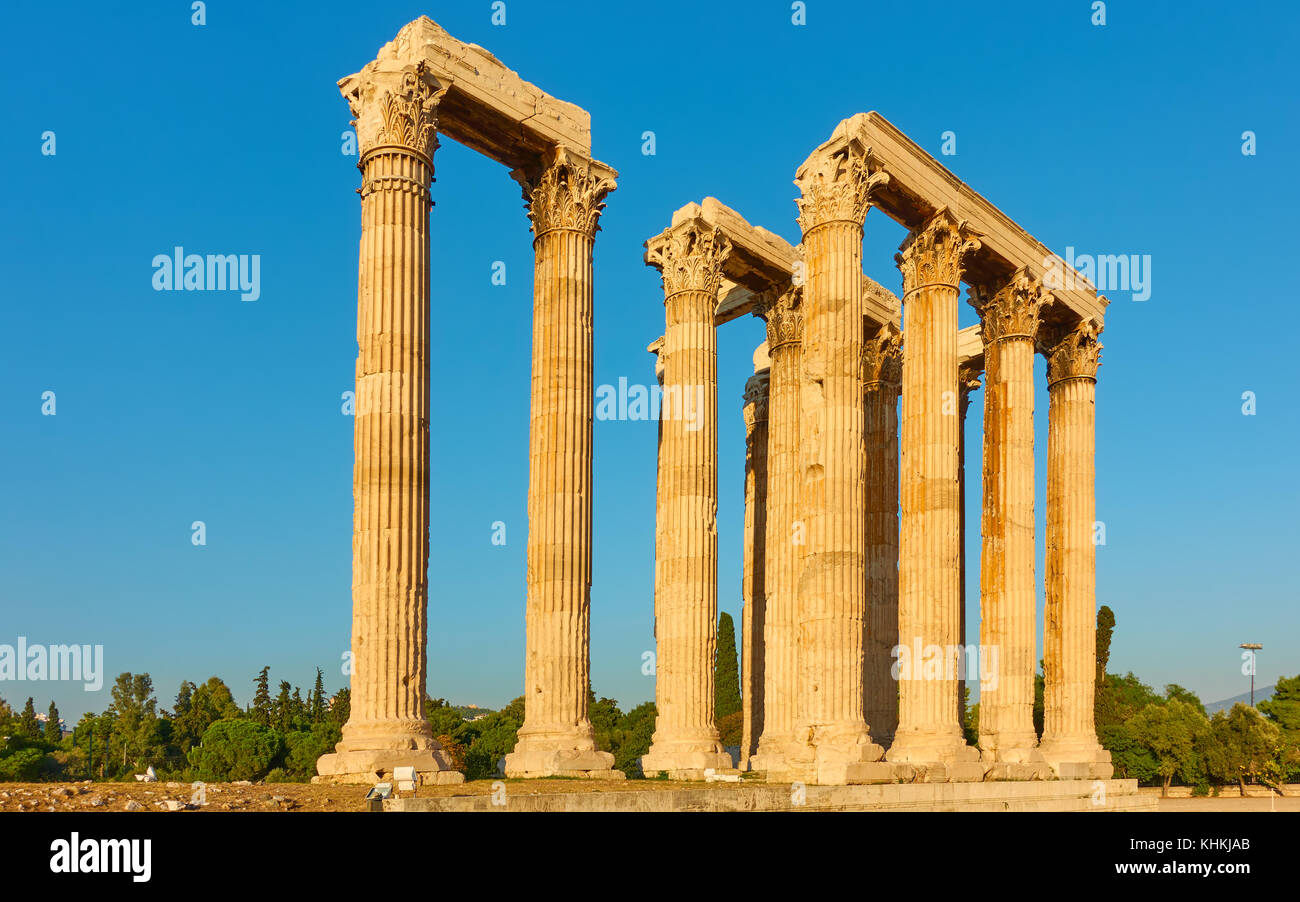 Antiken Säulen des Zeustempels in Athen, Griechenland Stockfoto
