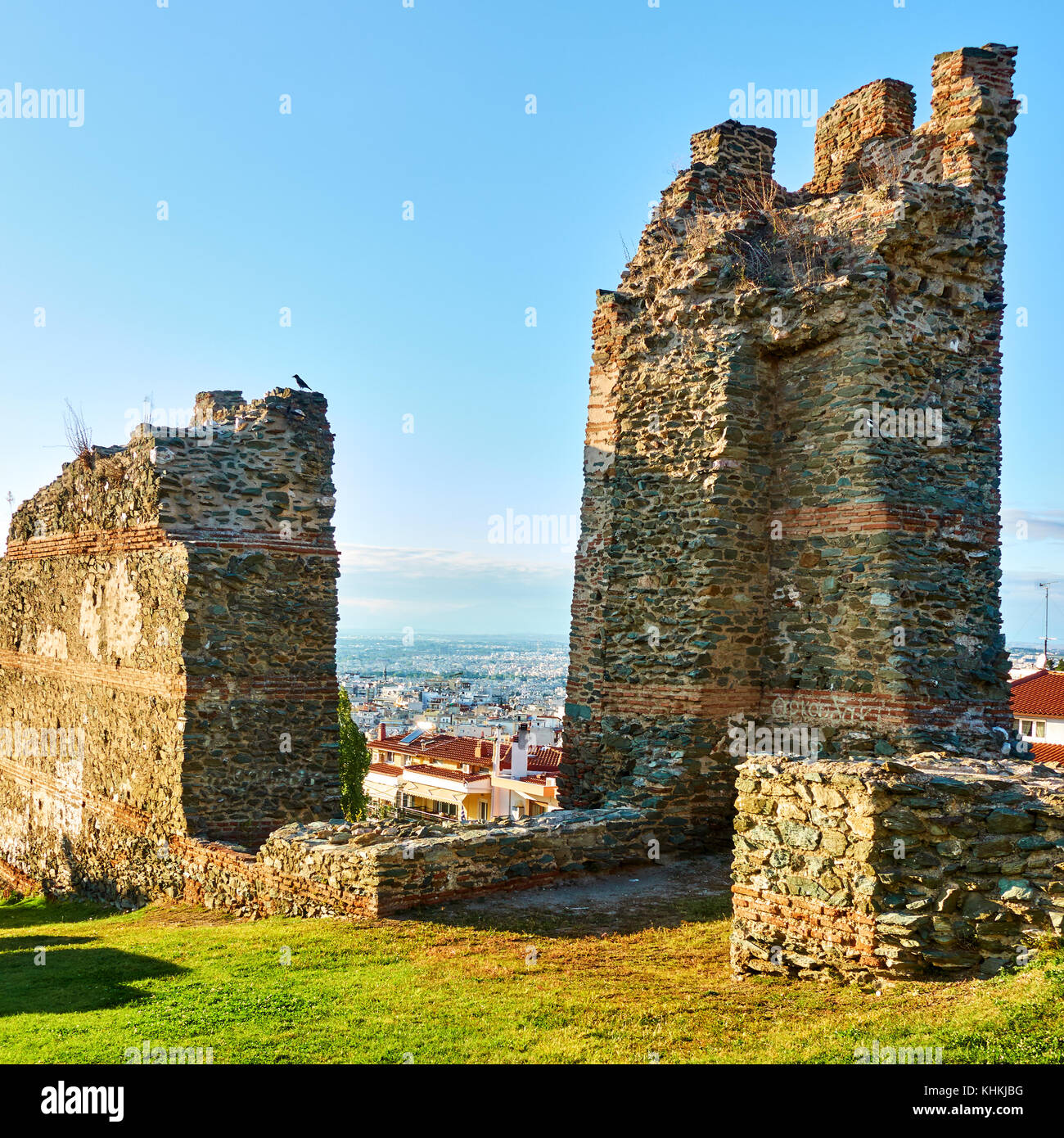 Die Ruinen der alten Mauern in Thessaloniki, Griechenland Stockfoto