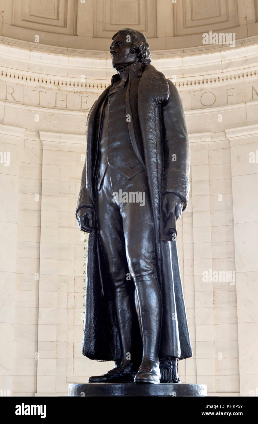 Statue von Thomas Jefferson in das Jefferson Memorial, West Potomac Park, Washington DC, USA Stockfoto