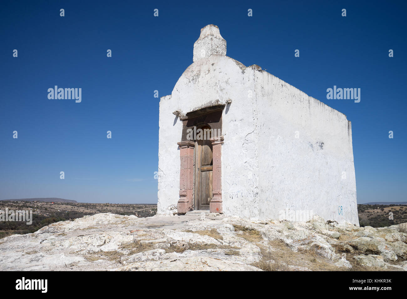 Katholische Kapelle in der mexikanischen Wüste für cthe Bekehrung der Indianer zum Christentum verwendet Stockfoto