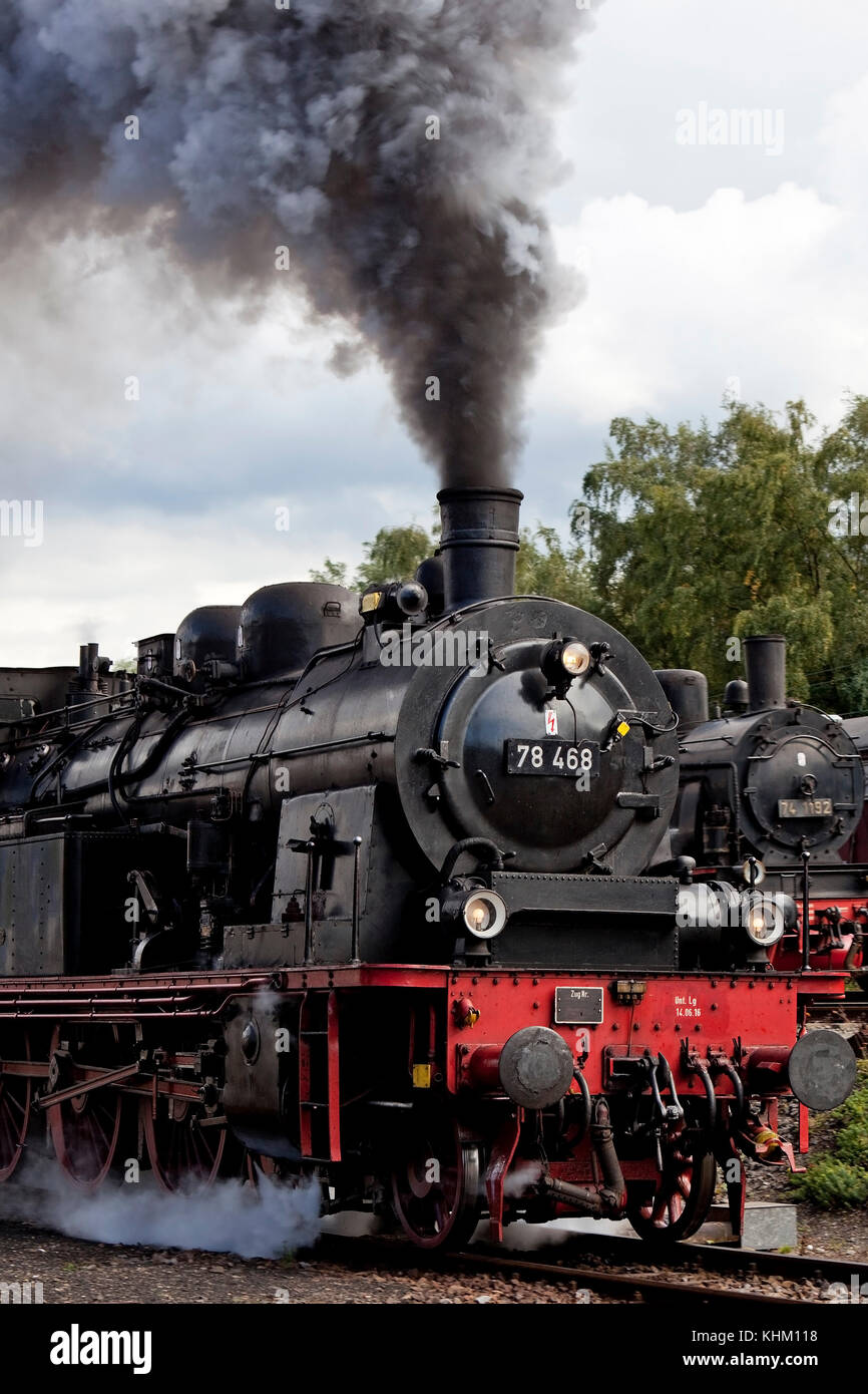 Historische Dampflok Eisenbahnmuseum Dahlhausen, Bochum, Ruhrgebiet, Nordrhein - Westfalen, Deutschland Stockfoto