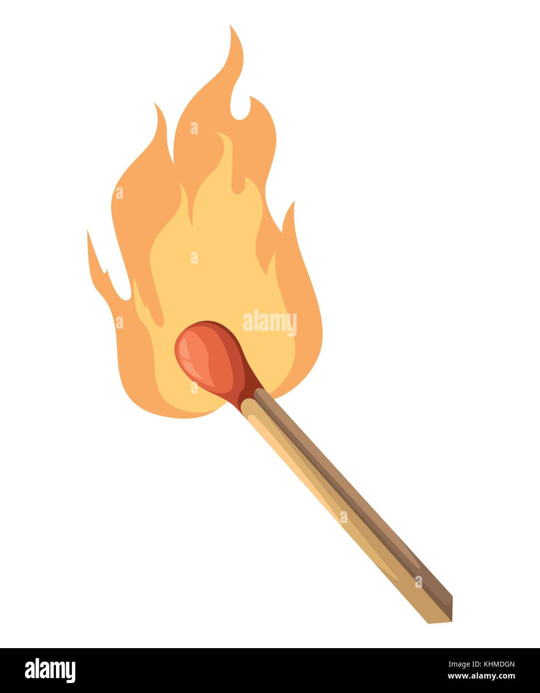 Brennendes Streichholz stick Abbildung. Spiel mit dem Feuer. Vector Illustration isoliert auf Weiss. Webseite und mobile App Design Stock Vektor