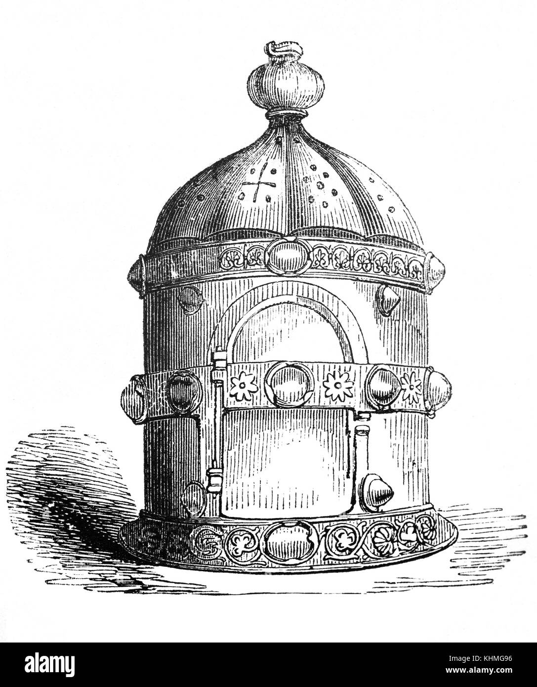 Eine primitive lanthorn Kerze Laterne aus Horn und Holz. Es wurde ursprünglich von den Angelsachsen während der Zeit von Alfred der Große (849-899), König von Wessex von 871 auf 899. Stockfoto