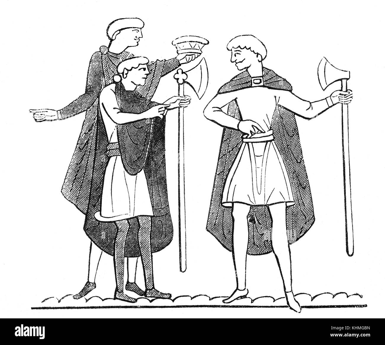 Die Krone von England zu Harold Godwinson vom Witenagemot auf den Tod von König Edward dem Bekenner in 1065. Vom Teppich von Bayeux Stockfoto