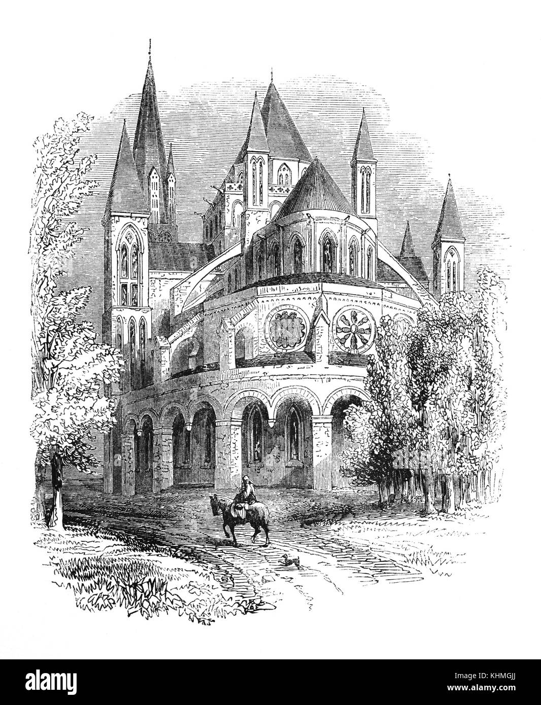 Die Abtei von Saint-Étienne, ist ein ehemaliges Kloster der Benediktiner in der französischen Stadt Caen, Normandie, Saint Stephen gewidmet. Es wurde 1063 durch König Wilhelm I aka William der Eroberer gegründet und ist eines der bedeutendsten romanischen Bauwerke in der Normandie, Frankreich. Stockfoto