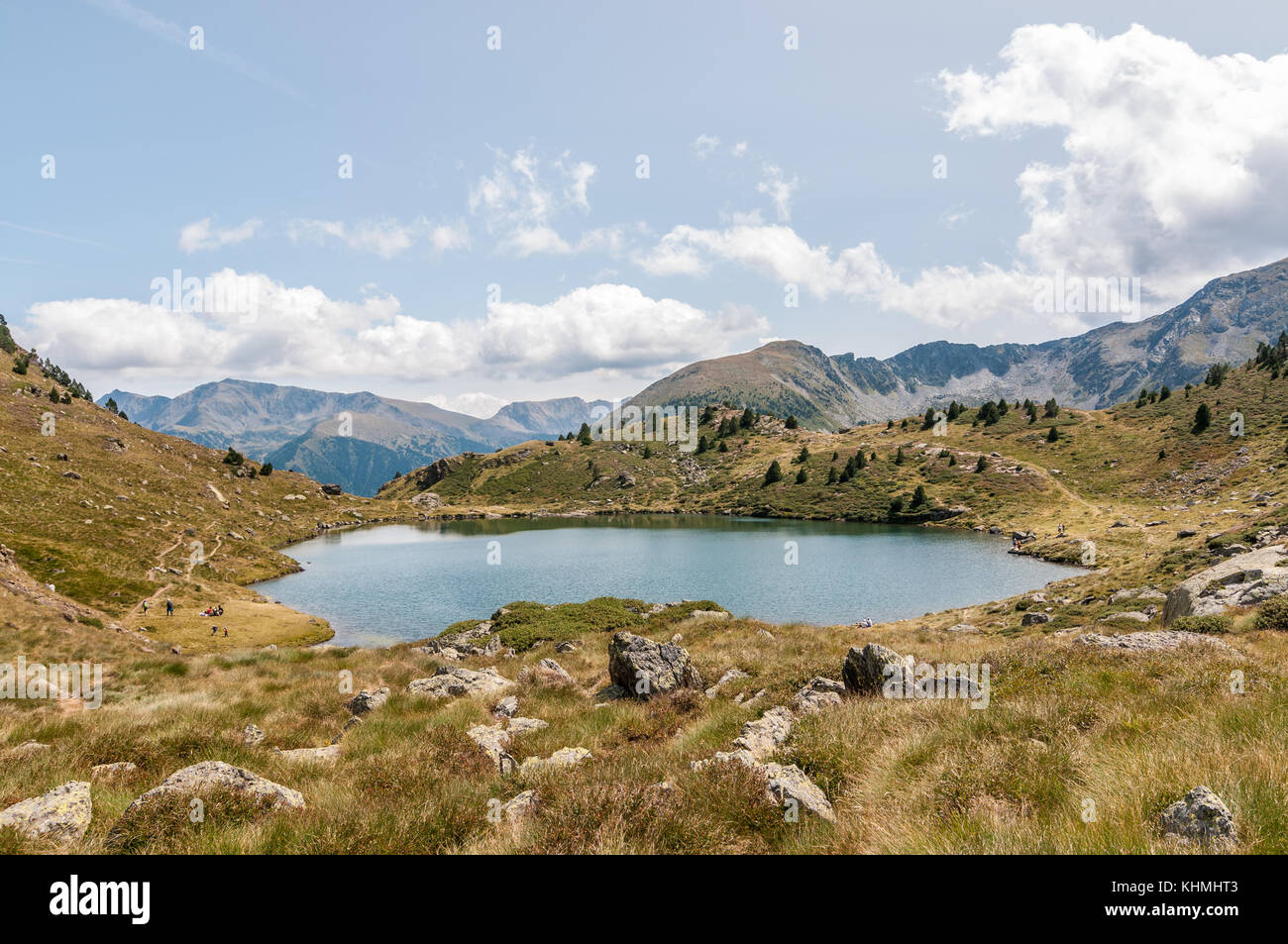 Angesichts der hohen See namens "Estany Primer" in der Nähe von Ordino, Tristaina, Andorra Stockfoto