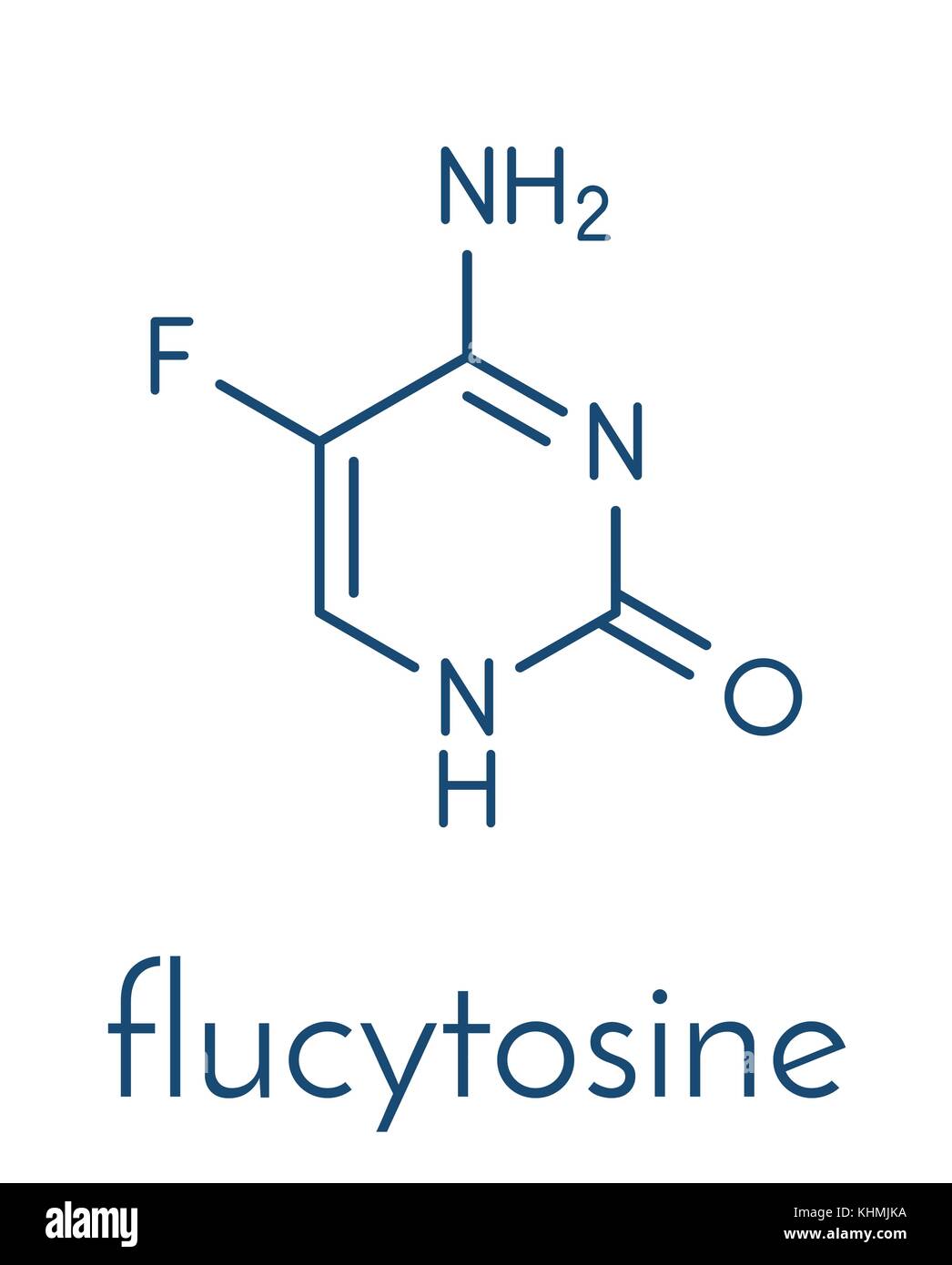 (5 flucytosine - fluorocytosine) antimykotische Droge Molekül. Skelettmuskulatur Formel. Stock Vektor