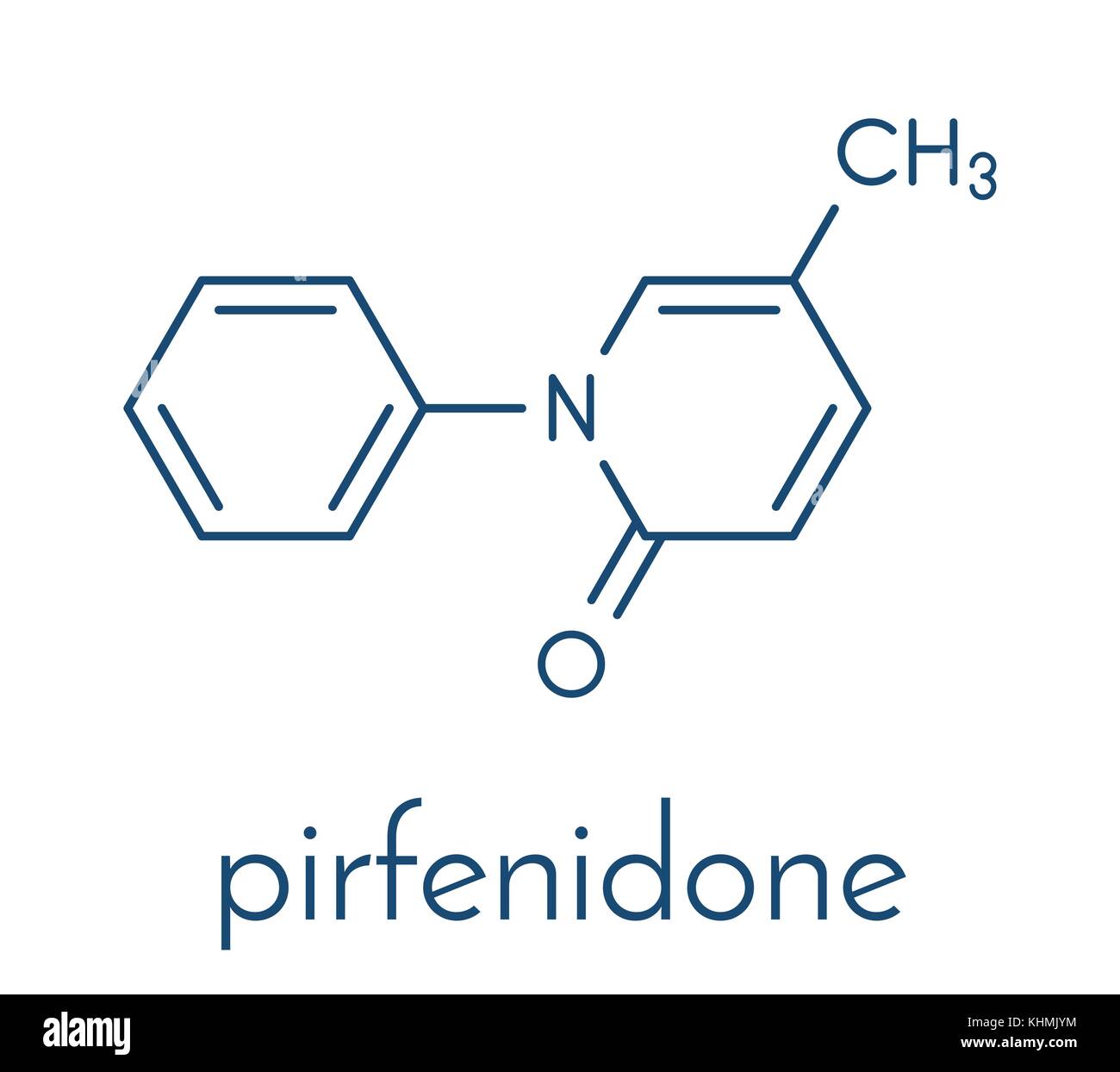 Pirfenidone idiopathische Lungenfibrose (IPF) Droge Molekül. ipf ist eine seltene Lungenerkrankung. Skelettmuskulatur Formel. Stock Vektor