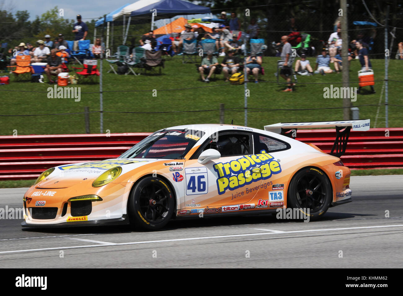 Auto 46. Porsche 911 GT3 Cup. Mark Boden, Treiber. Trans Am Serie Rennen. Mid-Ohio Sports Car Course. Lexington, Mansfield, Ohio, USA. Stockfoto